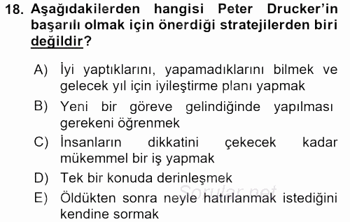 Yönetici Asistanlığı 2015 - 2016 Tek Ders Sınavı 18.Soru