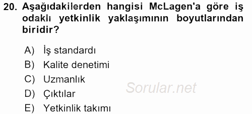 Yönetici Asistanlığı 2015 - 2016 Tek Ders Sınavı 20.Soru