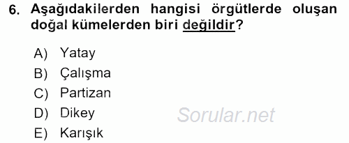 Yönetici Asistanlığı 2015 - 2016 Tek Ders Sınavı 6.Soru