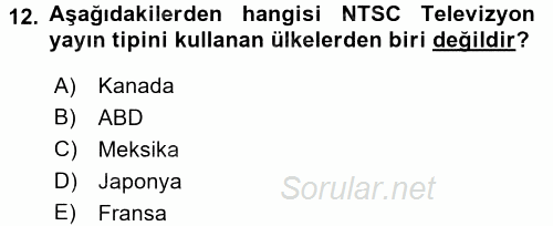 Ev Teknolojisi 2017 - 2018 Dönem Sonu Sınavı 12.Soru