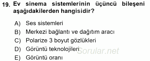Ev Teknolojisi 2017 - 2018 Dönem Sonu Sınavı 19.Soru