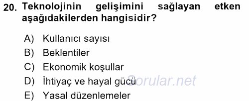 Ev Teknolojisi 2017 - 2018 Dönem Sonu Sınavı 20.Soru
