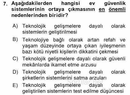 Ev Teknolojisi 2017 - 2018 Dönem Sonu Sınavı 7.Soru