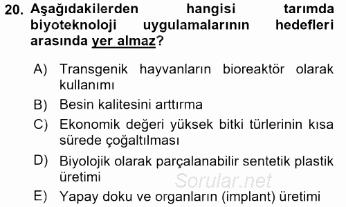 Tarla Bitkileri 1 2016 - 2017 3 Ders Sınavı 20.Soru
