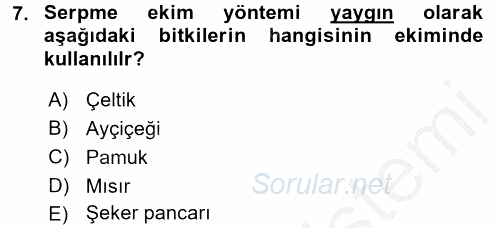 Tarla Bitkileri 1 2016 - 2017 3 Ders Sınavı 7.Soru