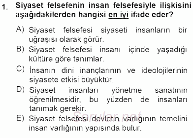 Siyaset Felsefesi 1 2014 - 2015 Ara Sınavı 1.Soru