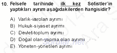 Siyaset Felsefesi 1 2014 - 2015 Ara Sınavı 10.Soru