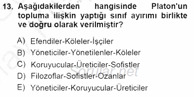 Siyaset Felsefesi 1 2014 - 2015 Ara Sınavı 13.Soru