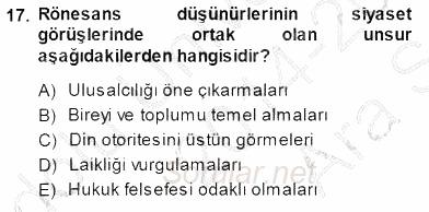 Siyaset Felsefesi 1 2014 - 2015 Ara Sınavı 17.Soru