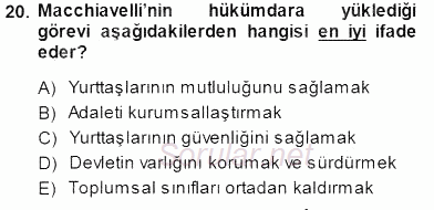 Siyaset Felsefesi 1 2014 - 2015 Ara Sınavı 20.Soru