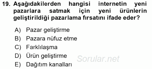 Elektronik Ticaret 2015 - 2016 Ara Sınavı 19.Soru