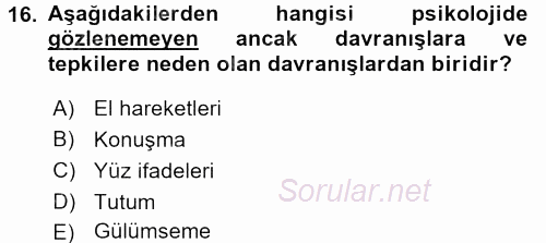 Bireyler Arası İletişim 2016 - 2017 Ara Sınavı 16.Soru