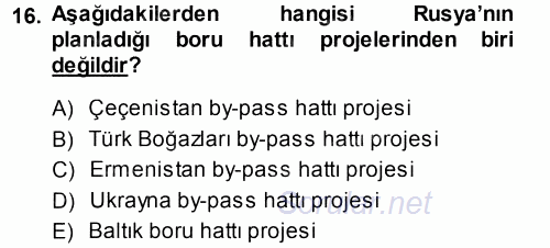 Orta Asya ve Kafkaslarda Siyaset 2013 - 2014 Dönem Sonu Sınavı 16.Soru