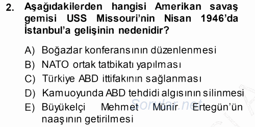 Orta Asya ve Kafkaslarda Siyaset 2013 - 2014 Dönem Sonu Sınavı 2.Soru