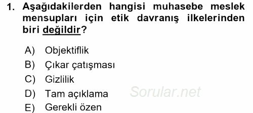 Maliyet Yönetimi 2016 - 2017 Ara Sınavı 1.Soru