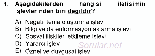 Kültürlerarası İletişim 2014 - 2015 Ara Sınavı 1.Soru