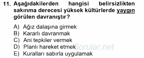 Kültürlerarası İletişim 2014 - 2015 Ara Sınavı 11.Soru