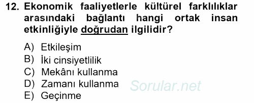 Kültürlerarası İletişim 2014 - 2015 Ara Sınavı 12.Soru