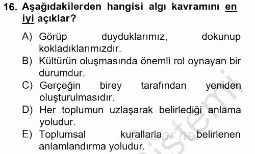Kültürlerarası İletişim 2014 - 2015 Ara Sınavı 16.Soru