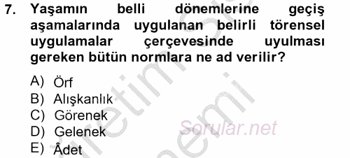 Kültürlerarası İletişim 2014 - 2015 Ara Sınavı 7.Soru