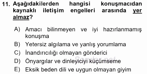 Engelli Bakımı ve Rehabilitasyonunu Planlama 2017 - 2018 Ara Sınavı 11.Soru