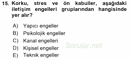 Engelli Bakımı ve Rehabilitasyonunu Planlama 2017 - 2018 Ara Sınavı 15.Soru