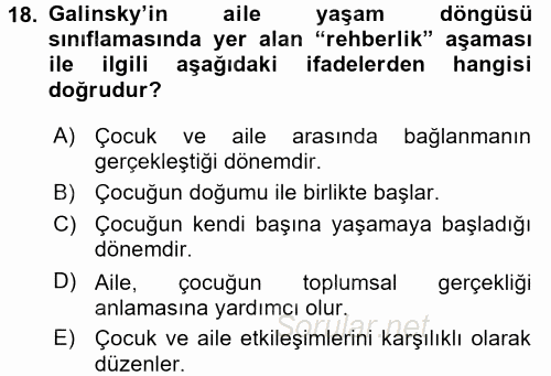 Engelli Bakımı ve Rehabilitasyonunu Planlama 2017 - 2018 Ara Sınavı 18.Soru