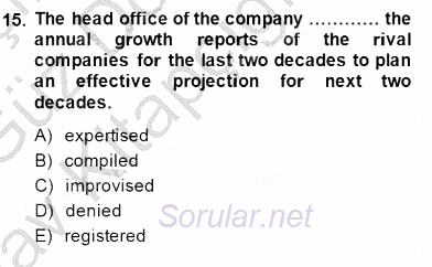 İleri Okuma Ve Yazma Becerileri 1 2014 - 2015 Ara Sınavı 15.Soru