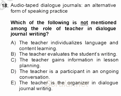 İleri Okuma Ve Yazma Becerileri 1 2014 - 2015 Ara Sınavı 18.Soru