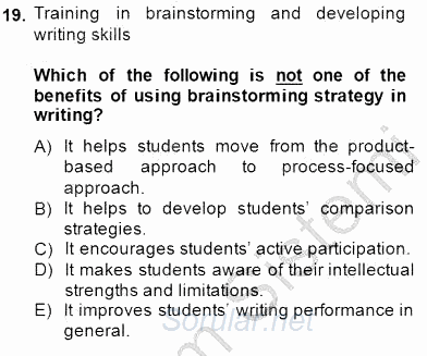 İleri Okuma Ve Yazma Becerileri 1 2014 - 2015 Ara Sınavı 19.Soru