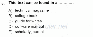 İleri Okuma Ve Yazma Becerileri 1 2014 - 2015 Ara Sınavı 8.Soru