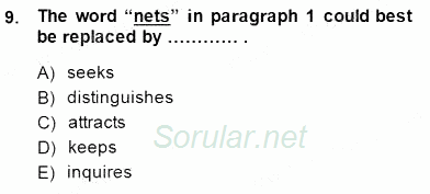 İleri Okuma Ve Yazma Becerileri 1 2014 - 2015 Ara Sınavı 9.Soru