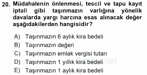Damga Vergisi Ve Harçlar Bilgisi 2015 - 2016 Dönem Sonu Sınavı 20.Soru
