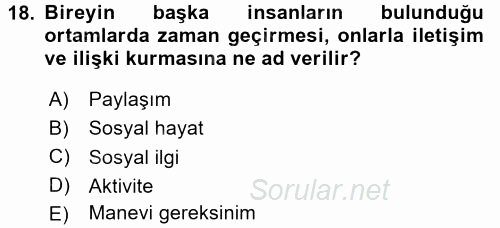 Bakım Elemanı Yetiştirme Ve Geliştirme 3 2017 - 2018 Dönem Sonu Sınavı 18.Soru