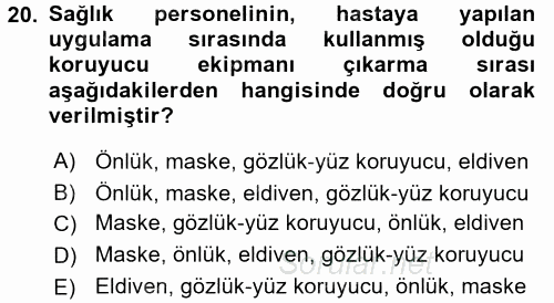 Bakım Elemanı Yetiştirme Ve Geliştirme 3 2017 - 2018 Dönem Sonu Sınavı 20.Soru