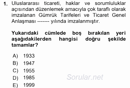 Uluslararası Kamu Maliyesi 2017 - 2018 Ara Sınavı 1.Soru