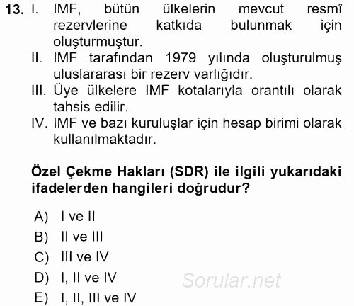 Uluslararası Kamu Maliyesi 2017 - 2018 Ara Sınavı 13.Soru