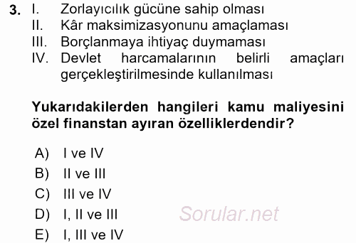 Uluslararası Kamu Maliyesi 2017 - 2018 Ara Sınavı 3.Soru