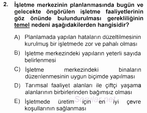 Tarımsal Yapılar ve Sulama 2014 - 2015 Dönem Sonu Sınavı 2.Soru