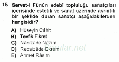 Eleştiri Tarihi 2012 - 2013 Tek Ders Sınavı 15.Soru