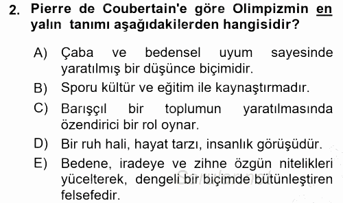 Spor Bilimlerine Giriş 2015 - 2016 Dönem Sonu Sınavı 2.Soru