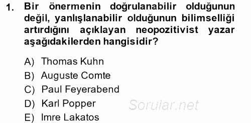 Uluslararası İlişkiler Kuramları 1 2014 - 2015 Tek Ders Sınavı 1.Soru