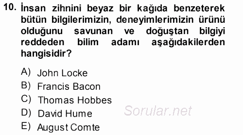 Uluslararası İlişkiler Kuramları 1 2014 - 2015 Tek Ders Sınavı 10.Soru