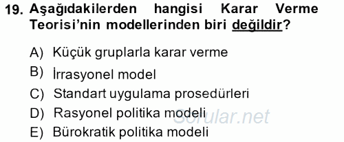 Uluslararası İlişkiler Kuramları 1 2014 - 2015 Tek Ders Sınavı 19.Soru