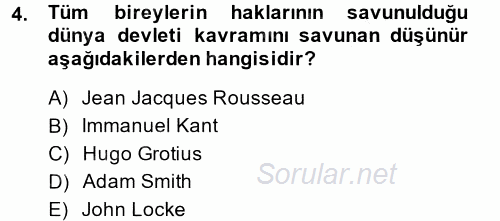 Uluslararası İlişkiler Kuramları 1 2014 - 2015 Tek Ders Sınavı 4.Soru