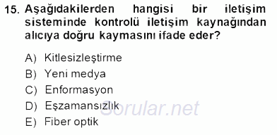 Siyasal İletişim 2014 - 2015 Dönem Sonu Sınavı 15.Soru