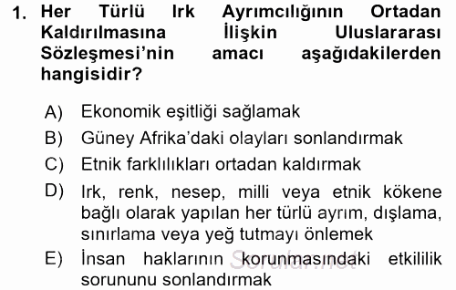 Temel İnsan Hakları Bilgisi 2 2015 - 2016 Ara Sınavı 1.Soru