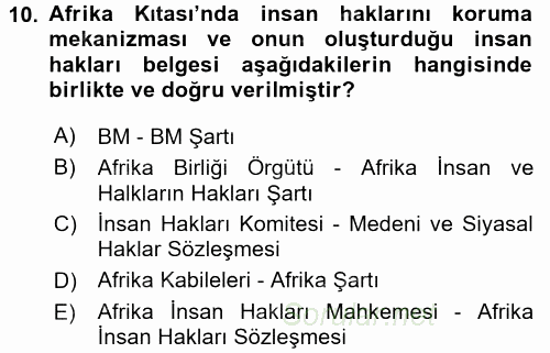 Temel İnsan Hakları Bilgisi 2 2015 - 2016 Ara Sınavı 10.Soru