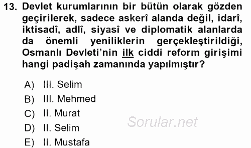 Temel İnsan Hakları Bilgisi 2 2015 - 2016 Ara Sınavı 13.Soru