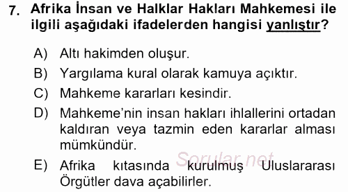 Temel İnsan Hakları Bilgisi 2 2015 - 2016 Ara Sınavı 7.Soru